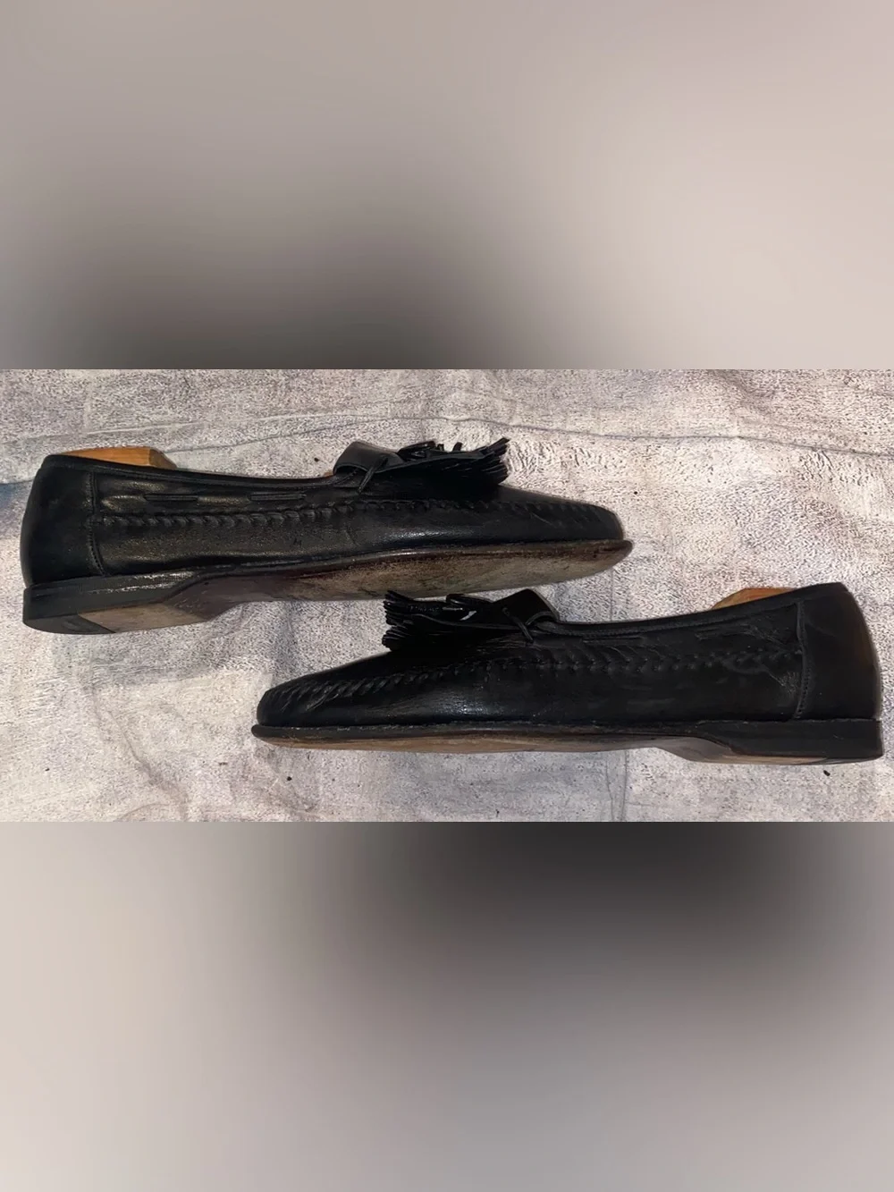 Santoni Tassel Kiltie Lightweight Leather Loafers Shoes Handsewn 9.5 Italy Vntg